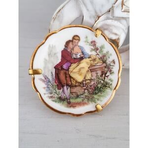Limoges Porcelain Miniature Plate Brooch Made in France
